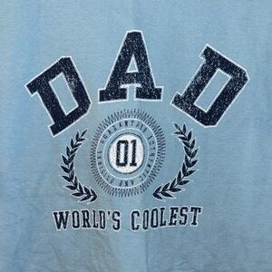 Dad "World's Coolest" Blue Graphic Tee Cotton Large